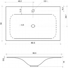 Раковина 80,5х50 см Vincea VCB-1F800W