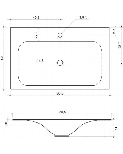 Раковина 80,5х50 см Vincea VCB-1F800W