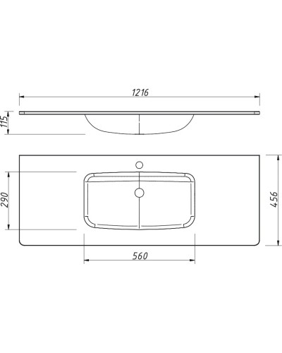 Раковина 121,6х45,6 см Caprigo Accord OW15-2215-R811