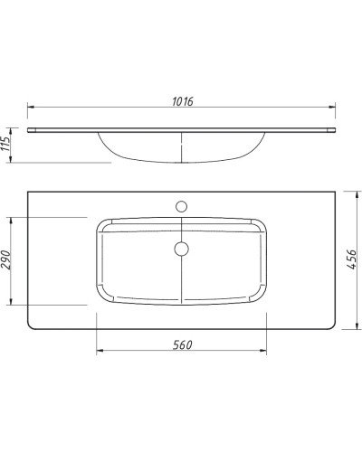 Раковина 101,6х45,6 см Caprigo Accord OW15-2221-R810