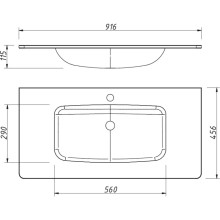 Раковина 91,6х45,6 см Caprigo Accord OW15-2218-R810