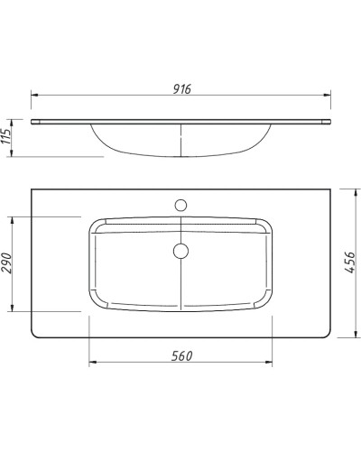Раковина 91,6х45,6 см Caprigo Accord OW15-2218-R810