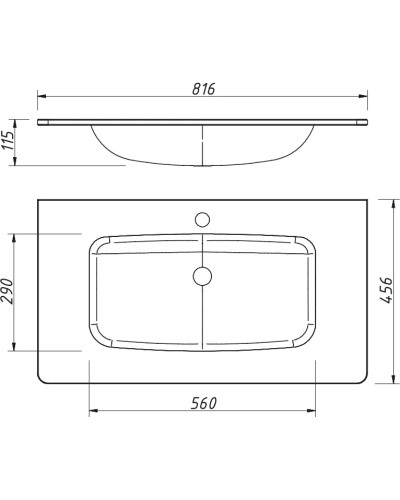 Раковина 81,6х45,6 см Caprigo Accord OW15-2212-R811
