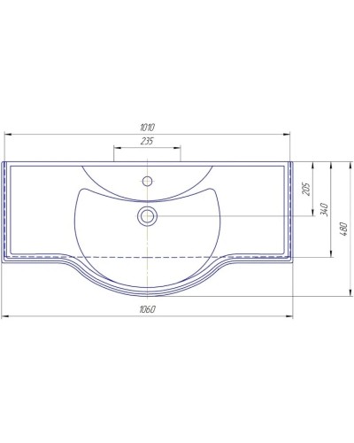 Раковина 106х48 см Caprigo Классик 1050