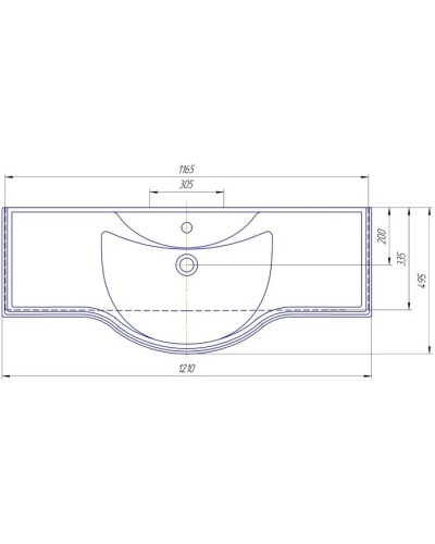 Раковина 121х49,5 см Caprigo Классик 1200