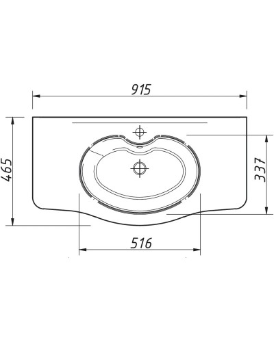 Раковина 91,5х46,5 см Caprigo Fresco 158-G3090