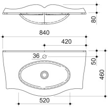Раковина 84х46 см Caprigo Bourget OW15-11012-G