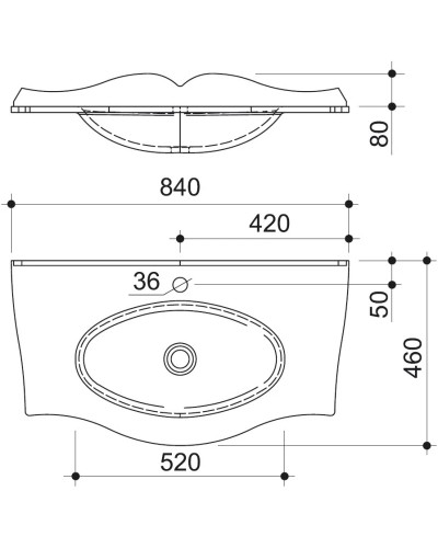 Раковина 84х46 см Caprigo Bourget OW15-11012-G