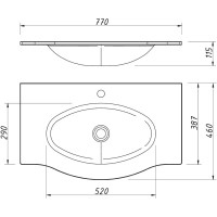 Раковина 77х46 см Caprigo Nokturn OW15-1312-R019