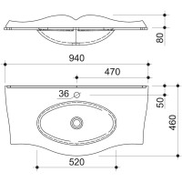 Раковина 94х46 см Caprigo Bourget OW15-11013-G