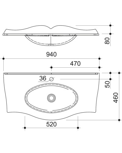 Раковина 94х46 см Caprigo Bourget OW15-11013-G