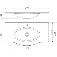 Раковина 87х46 см Caprigo Nokturn OW15-1313-R019