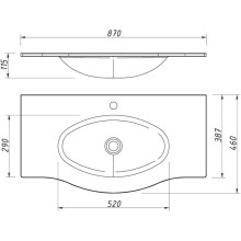 Раковина 87х46 см Caprigo Nokturn OW15-1313-R019