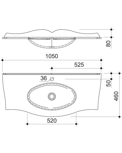 Раковина 105х46 см Caprigo Bourget OW15-11014-G