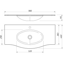 Раковина 98х46 см Caprigo Nokturn OW15-1314-R019