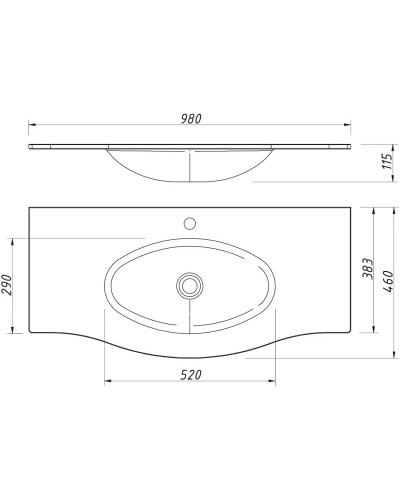 Раковина 98х46 см Caprigo Nokturn OW15-1314-R019