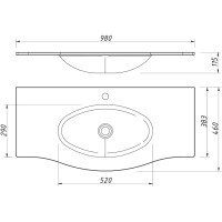 Раковина 98х46 см Caprigo Nokturn OW15-1314-R800