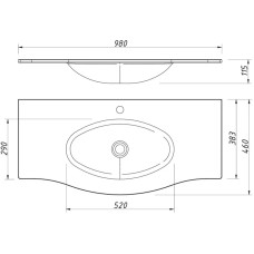 Раковина 98х46 см Caprigo Nokturn OW15-1314-R800