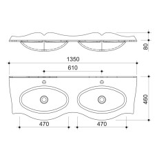 Раковина 135х46 см Caprigo Bourget OW15-11017-G