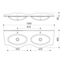 Раковина 135х46 см Caprigo Bourget OW15-11017-S