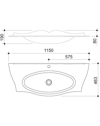 Раковина 115х46,3 см Caprigo Bourget OW15-11016-G