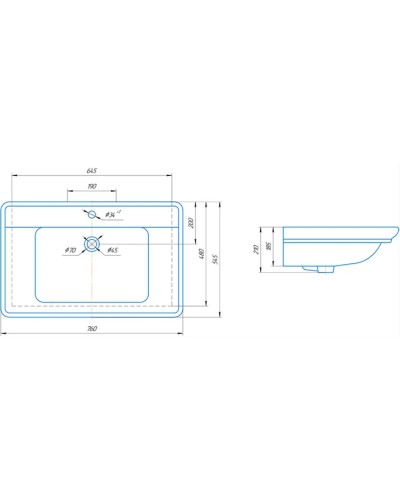 Раковина 76х54,5 см Caprigo Дуглас 750
