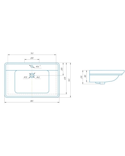 Раковина 86,5х54,5 см Caprigo Дуглас 850