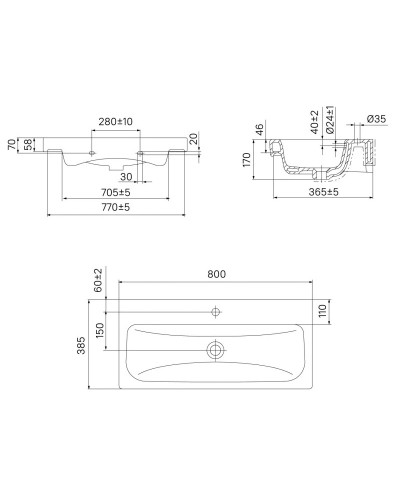 Раковина 80х38,5 см IDDIS 3508000i28