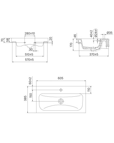 Раковина 60,5х38,5 см IDDIS 3506000i28