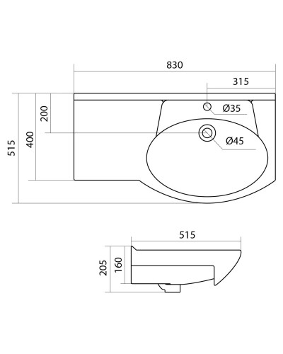 Раковина 83х51,5 см Santek Коралл 1.WH11.0.225