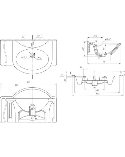 Раковина 90х51,5 см Bellezza Дрея 4660018641570