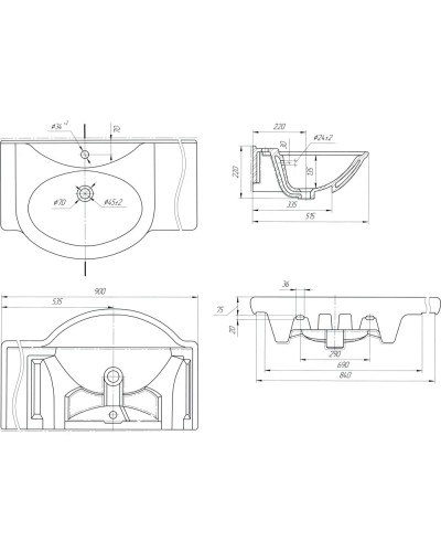 Раковина 90х51,5 см Bellezza Дрея 4660018640276