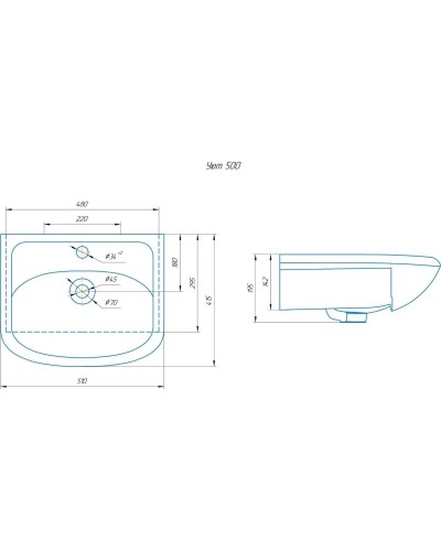 Раковина 51х41,5 см Onika Уют 4620008192758