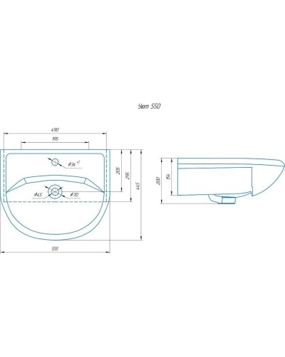 Раковина 55,5х44,5 см Onika Уют 4620008192765