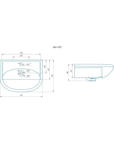 Раковина 61,5х47 см Onika Уют 4620008192772