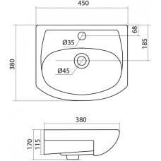 Раковина 45х38 см Onika Азов 1WH112449