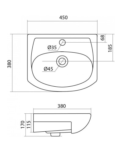 Раковина 45х38 см Onika Азов 1WH112449