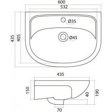 Раковина 60х43,5 см Onika Эллада 1WH110198