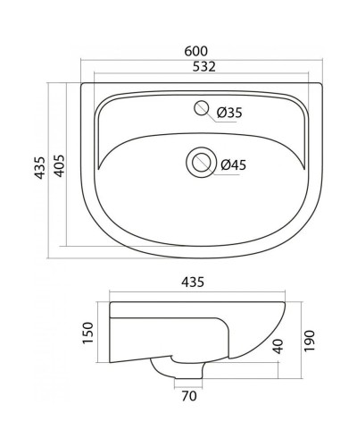 Раковина 60х43,5 см Onika Эллада 1WH110198