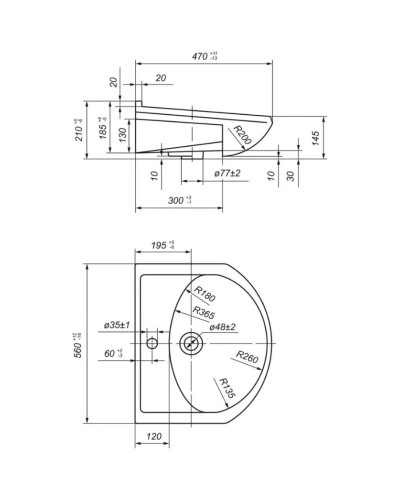 Раковина 56х47 см Onika Арго 605501