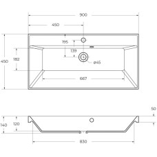 Раковина 90х45 см BelBagno Marino BB900/450-LV-ART-AST-NERO