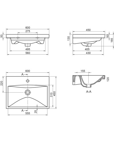 Раковина 60х45 см BelBagno Marino BB-0320-60-LVB