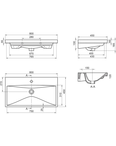 Раковина 80х45 см BelBagno Marino BB-0322-80-LVB