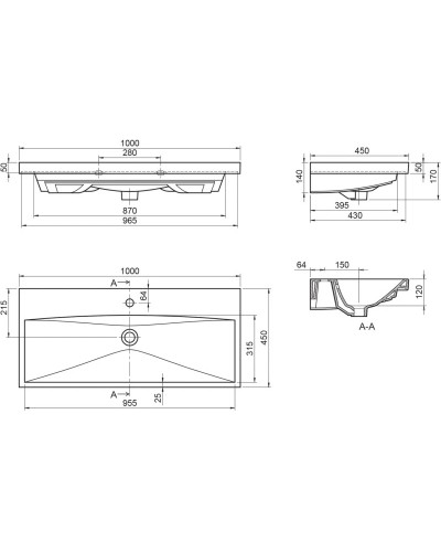 Раковина 100х45 см BelBagno Marino BB-0324-100-LVB