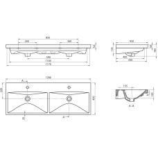 Раковина 120х45 см BelBagno Marino BB-0325-120-2-LVB