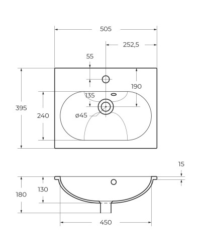 Раковина 50,5х39,5 см BelBagno Etna BB1923-500