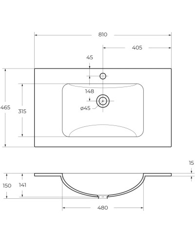 Раковина 81х46,5 см BelBagno Etna BB810/465-LV-VTR-BL
