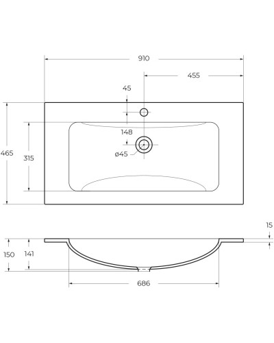 Раковина 91х46,5 см BelBagno Etna BB910/465-LV-VTR-BO