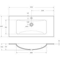 Раковина 101,2х46,5 см BelBagno Etna BB1010/465-LV-VTR-BO