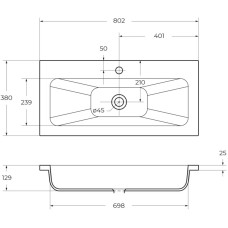 Раковина 80,2х38 см BelBagno Etna BB800/380-LV-MR-ETN